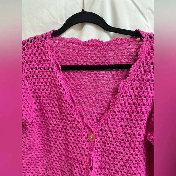 Women’s Size M Pink Lace 2/3 Length Sleeve Sweater - Picture 5 of 5